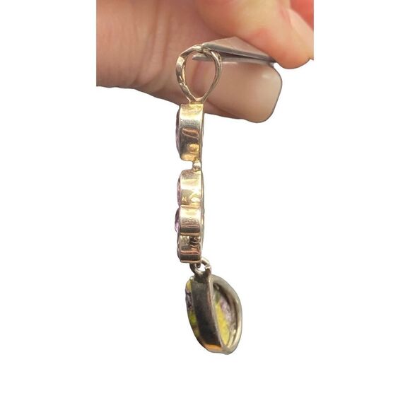 Amethyst Atlantisite Pendant with sterling silver 925 with multiple gems and dro - Picture 7 of 9